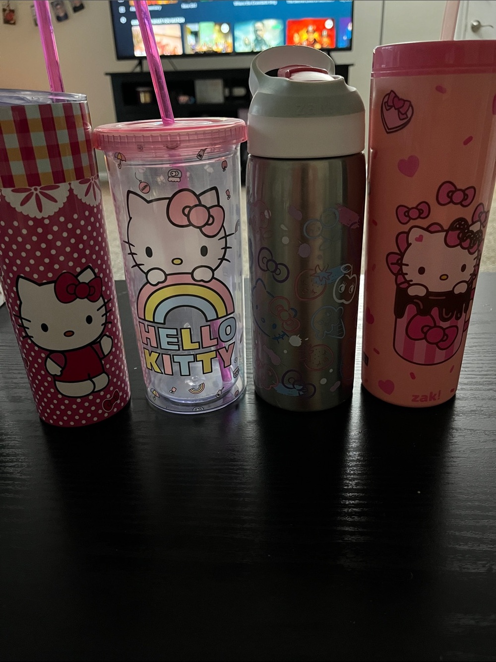 Hello Kitty Pink and Silver Tumbler Set with Character Art